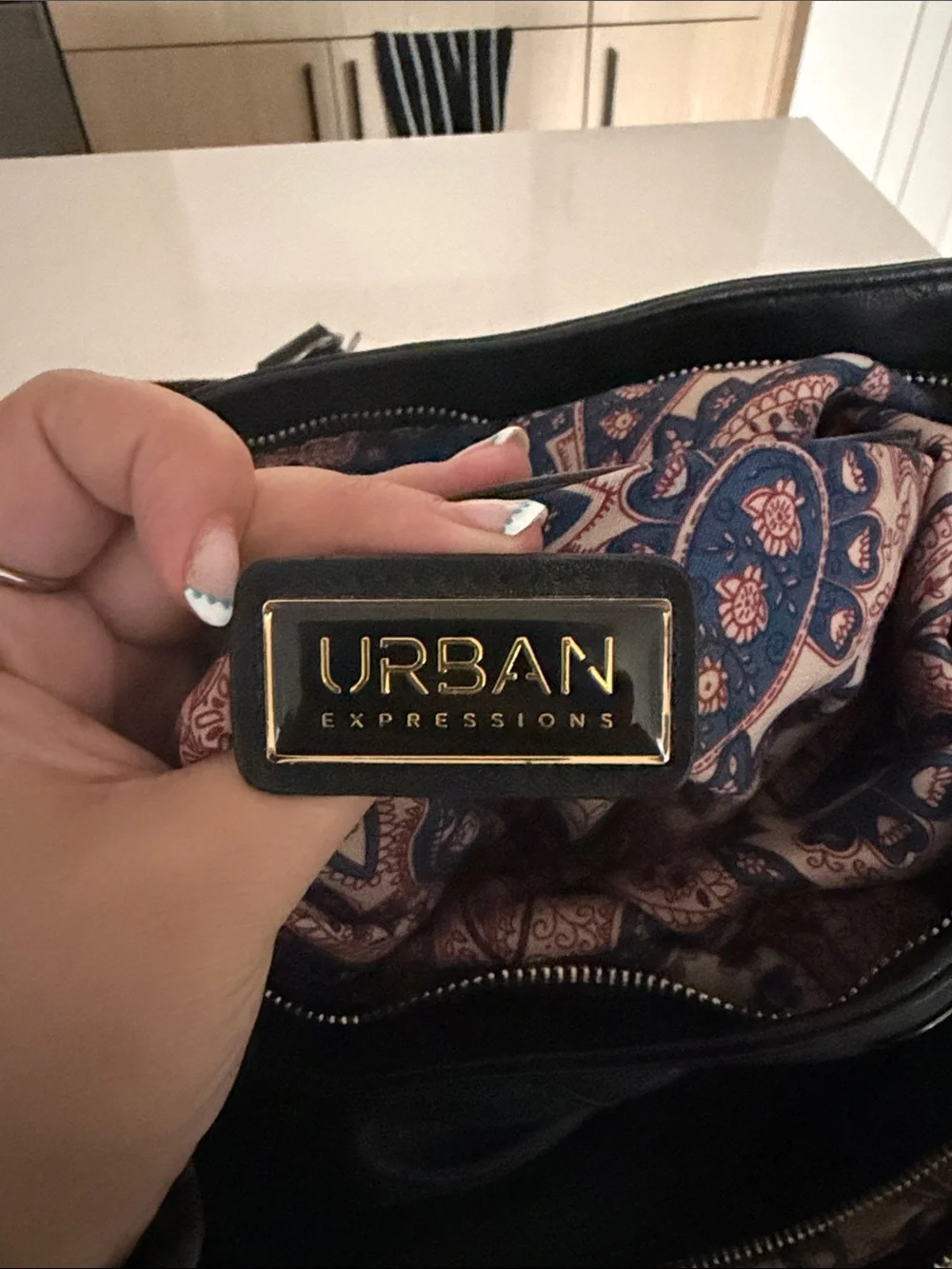 Urban Expressions Black Faux Leather Fold-Over Backpack